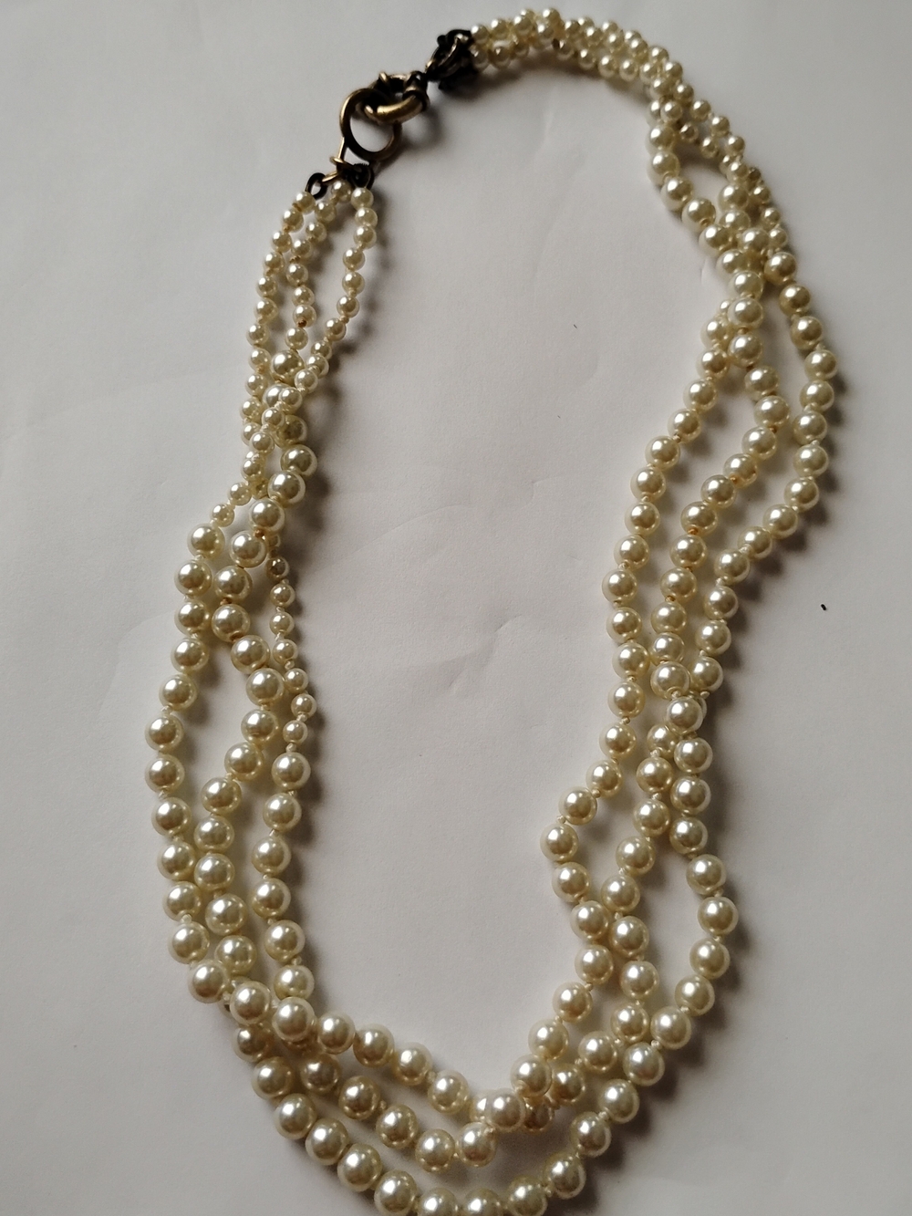 J Crew Multi-Strand Cream Pearl Necklace with Gold Clasp